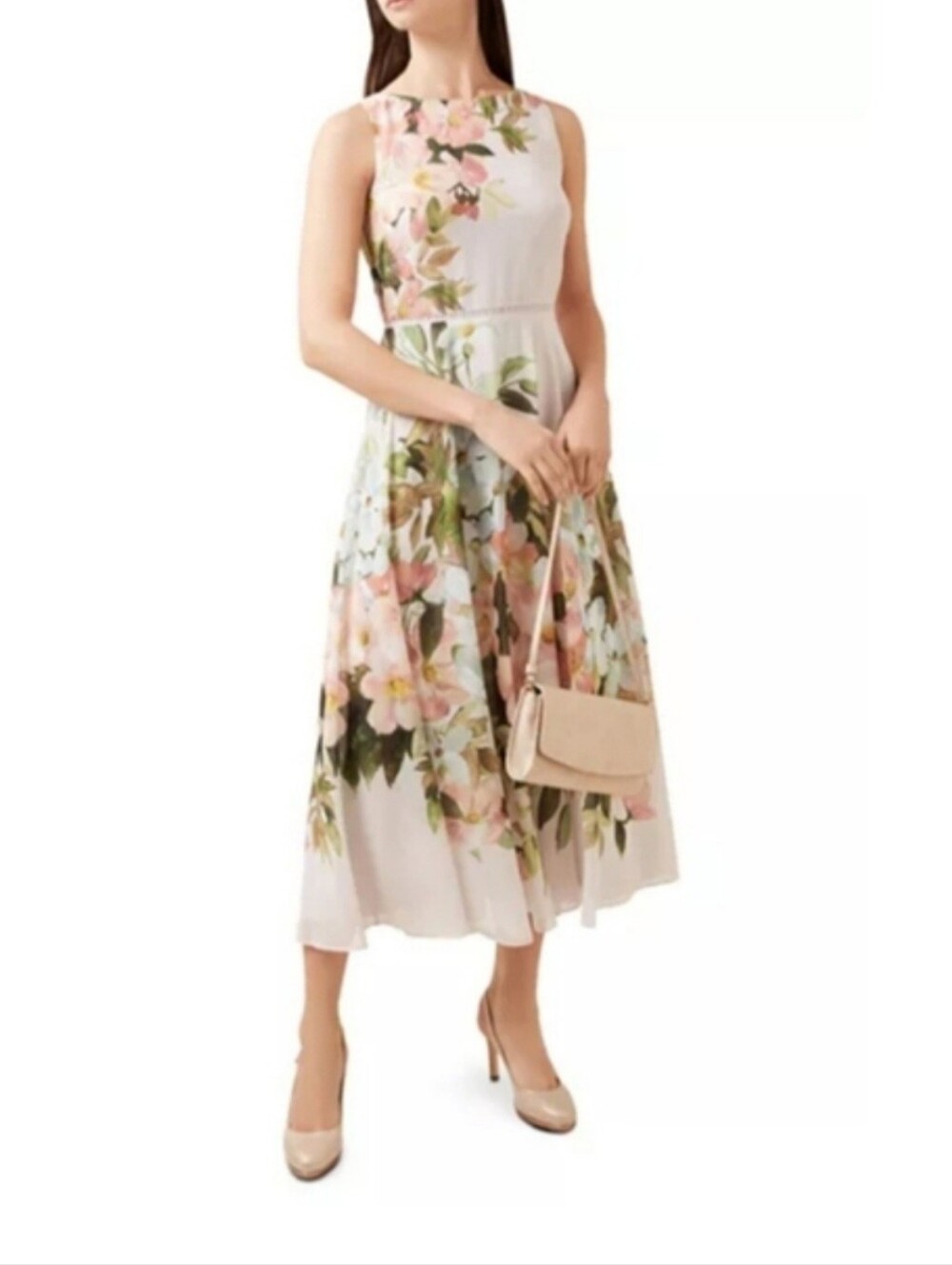 ⬇️T Tahari Floral Print Sleeveless Midi Dress